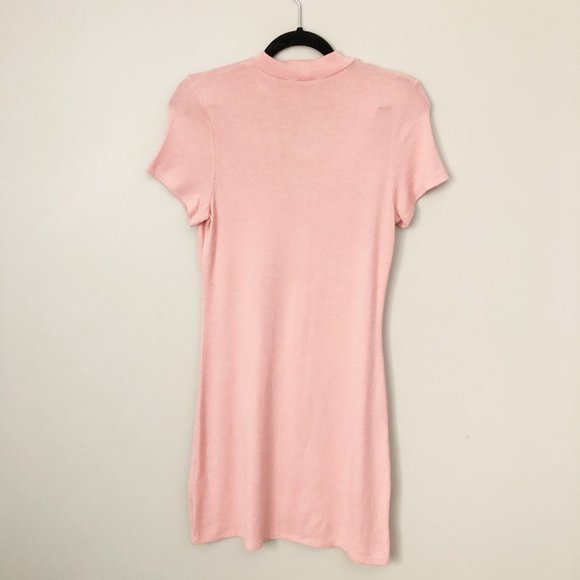 GUC Aritzia Wilfred Free Dondoe Pink Choker Short Sleeve Dress - Sz L - Picture 3 of 11